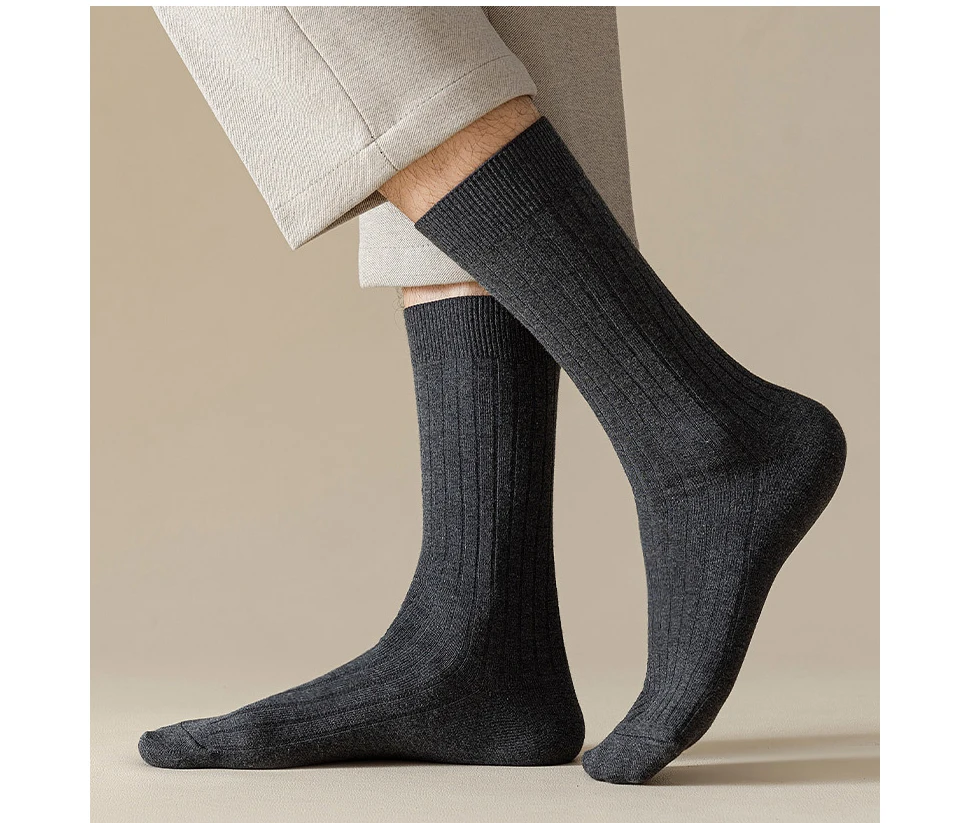 Herren-Kleid, lange Socken, Übergröße, Baumwolle, einfarbig, gestreift, Business, elastisch, ohne Knochen, atmungsaktiv, schweißabsorbierend, Socken für Herren – Detail 8