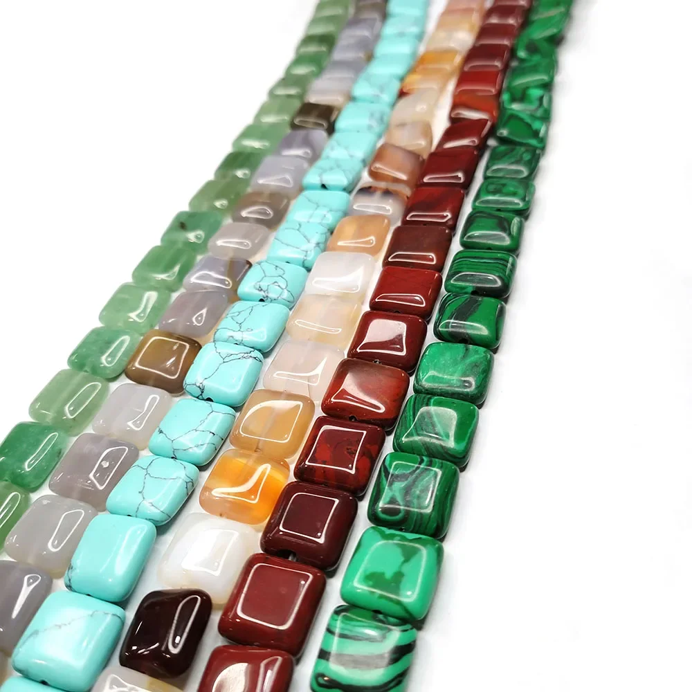 Square Natural Stone Beads Charm Crystal Jewelry Wholesale for DIY Handmade Fashion Necklace Jewelry Accessories 12x12x5mm