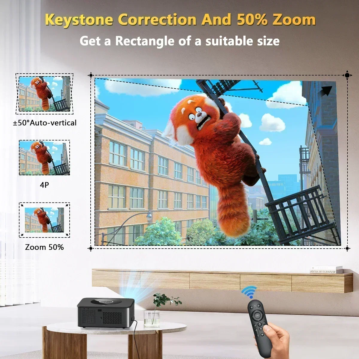 XWBSY Full HD 25000Lumens Projetor Android 4K WiFi6 Auto Keystone 800ANSI Projetor LED Vídeo Home Theater Projetor Portátil