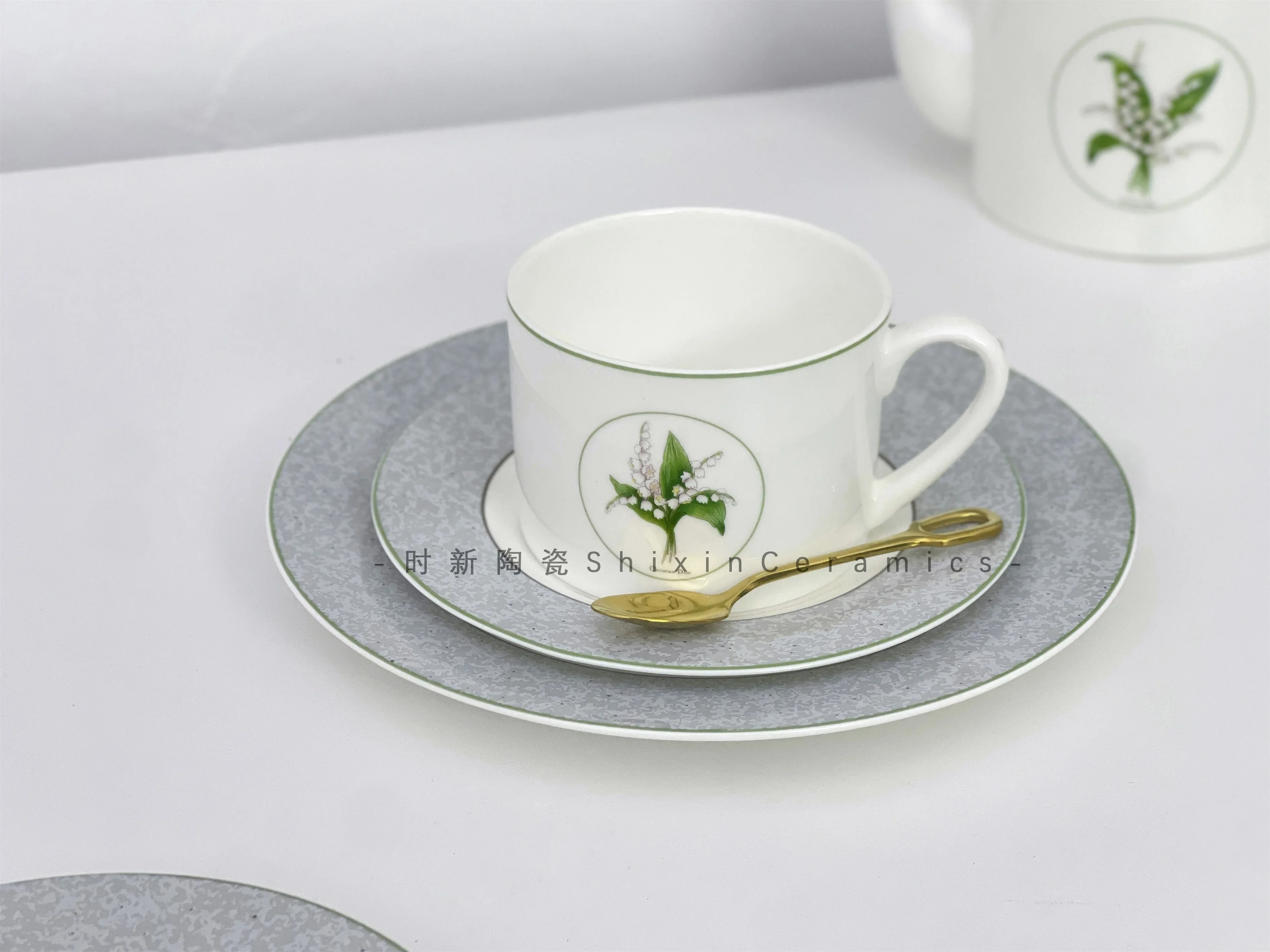 New lily of the valley coffee cup and saucer European style small fresh afternoon tea cup