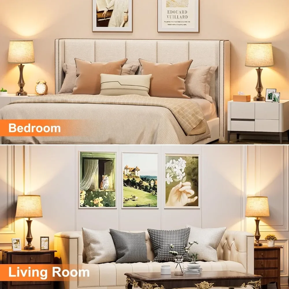 Upgraded Touch Lamps for Night Stands Set of 2 - Bedside Lamps with USB C+A, 3 Way Dimmable for Bedroom Living Room End Tables Office (Beige & Brown) view 4