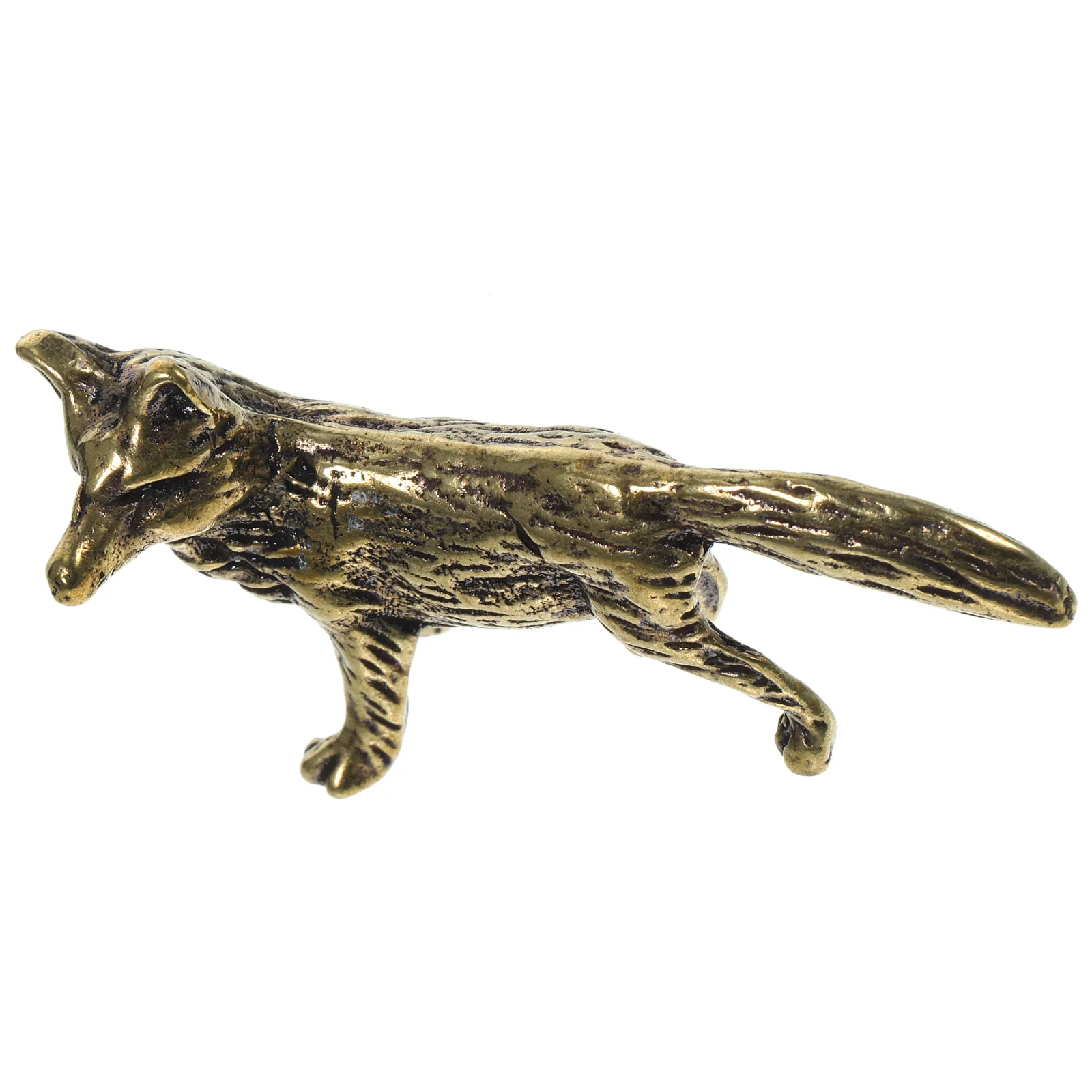 Brass Fox Ornament Retro Style Craft Room Decor Desktop Animal Statue Toys for Babies