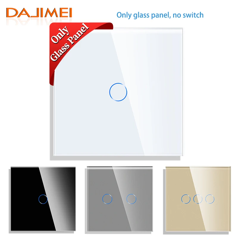 DAJIMEI DIY 1/2/3 gang Wall Touch Switch Only Crystal Glass Panel 86*86mm Pearl White Black Golden Grey Glass Frame DIY-Parts