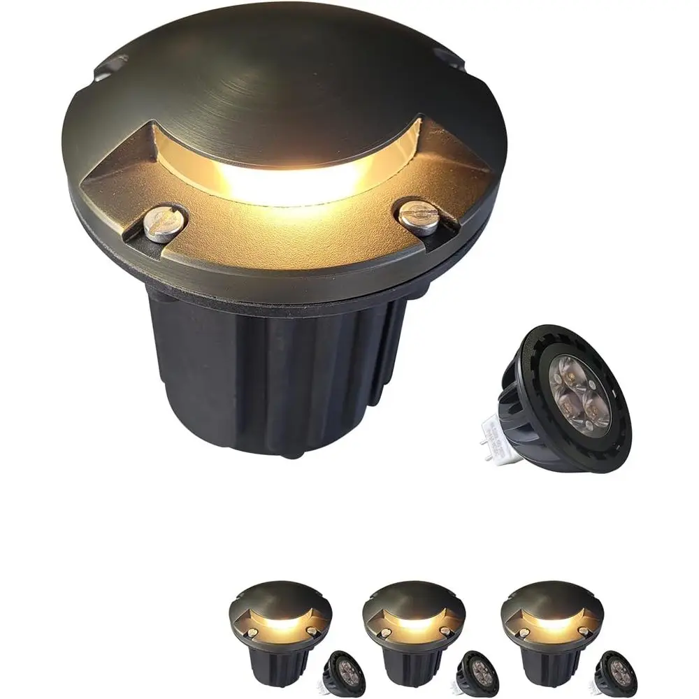 

5 High Outdoor 12V LED Ground Lights, 4-Pack with Bulbs, for Driveways and Gardens