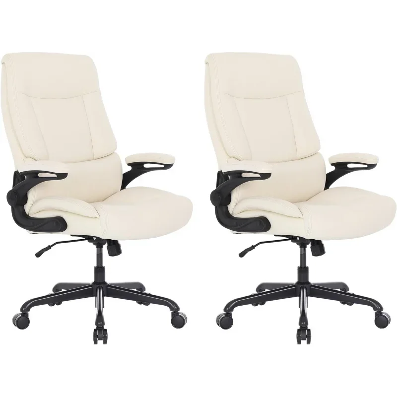 

Big and Tall Office Chair Set of 2, 500LBS Executive Desk Chair with Lumbar Support, PU Leather Ergonomic Computer Chair with Fl