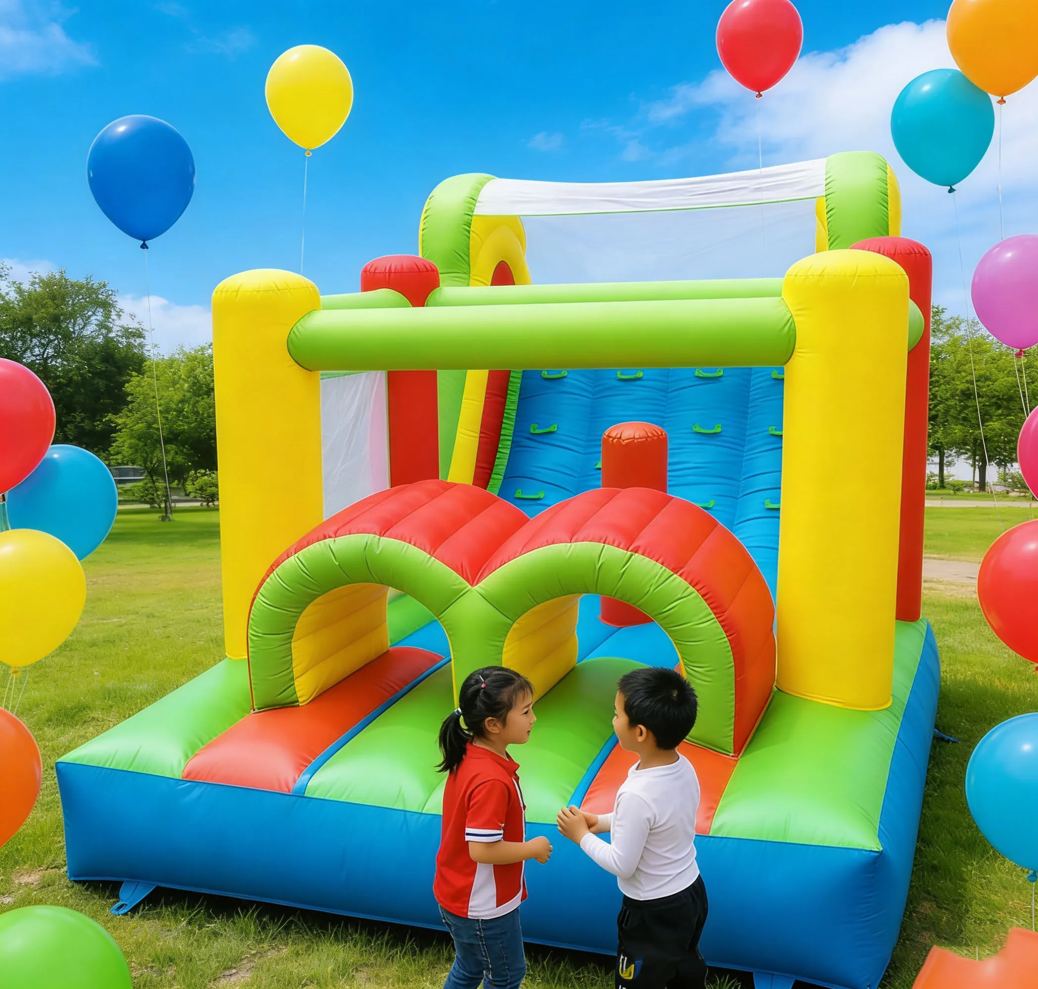 Inflatable Bounce House Bouncy Castle Obstacle Course Game With Blower PVC Material Easy Setup