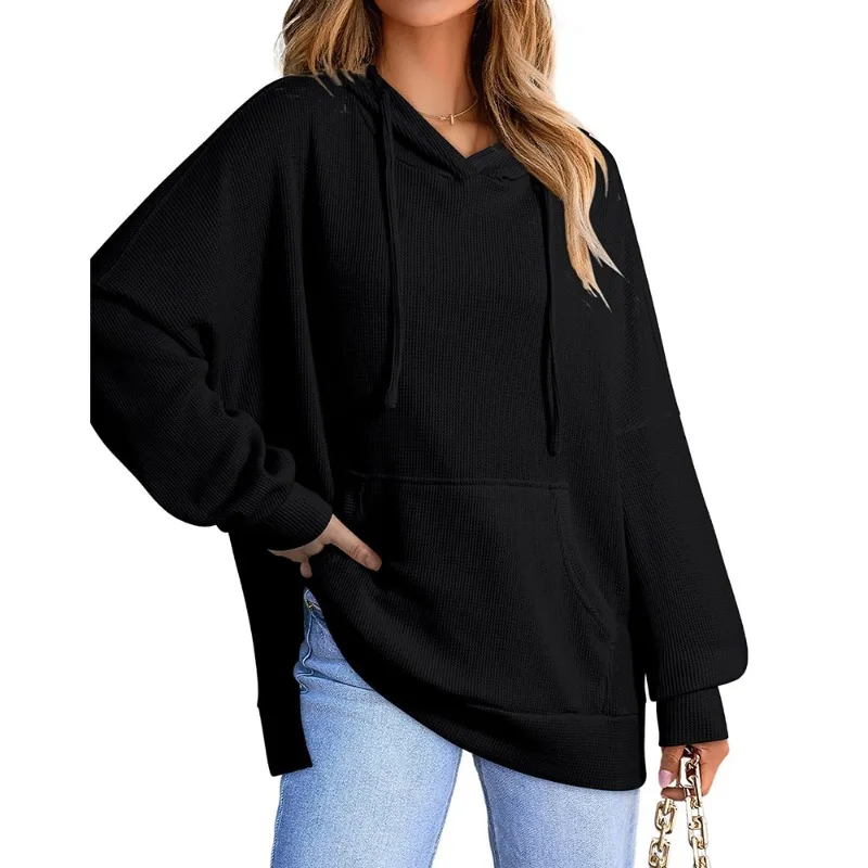 Autumn Winter Women'S Loose Casual Hoodies Pockets Normcore Tops Sporty Solid Pullover Drawstringlong Sleeve Hooded Sweatshirt