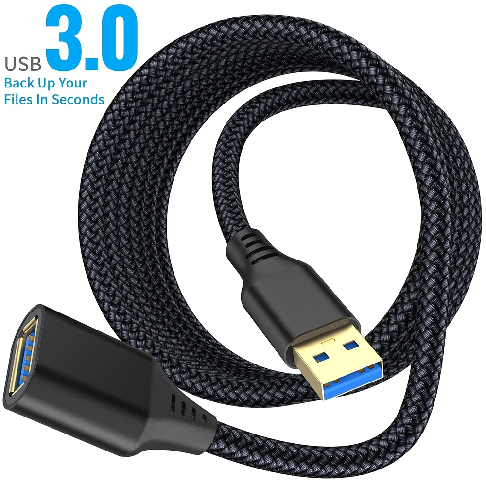 Cabo de Extensão USB 3.0 Macho para Fêmea, Trançado em Nylon, Cabo de Dados de Alta Velocidade 0.5M 1M 2M 3M 5M para Computador, Câmera, Impressora, XBOX, Jogos