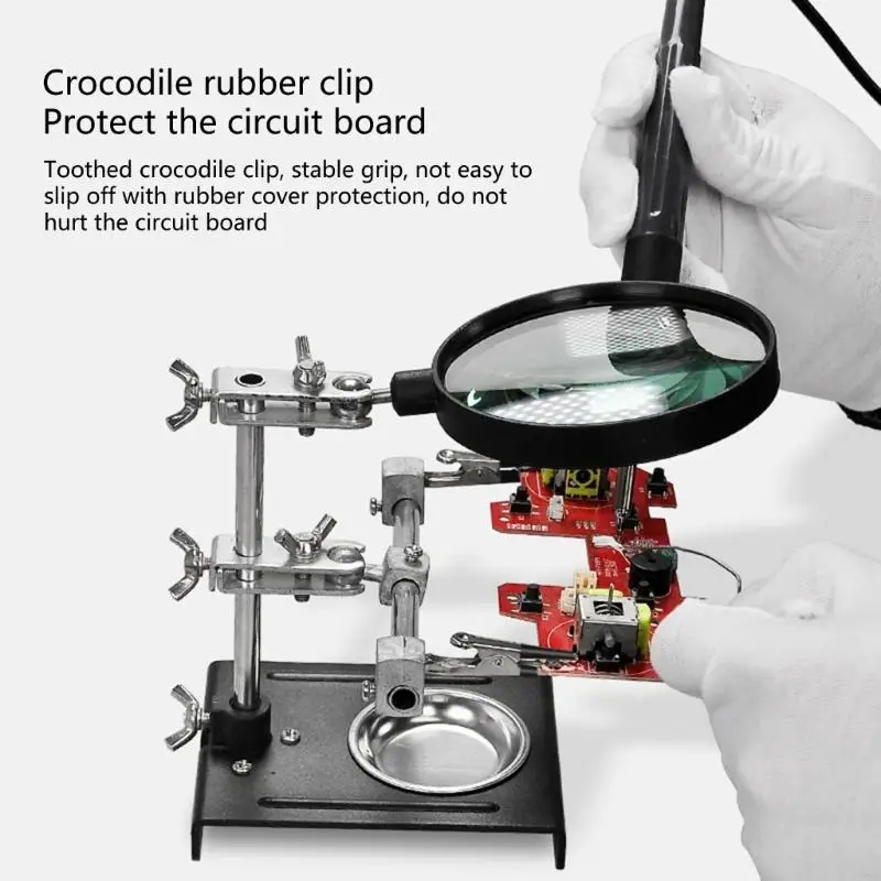 G88B Helping Hands Magnifier Soldering Station Glass Stand with Auxiliary