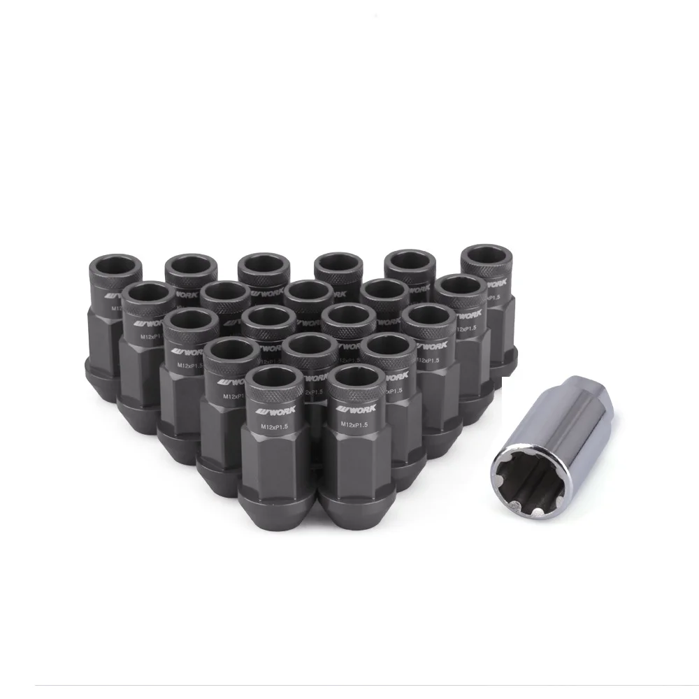 Style Lug Nuts Work 20PCS Anti-Theft 7075 Forged Aluminum Alloy Wheel Lock Nuts Length 50mm M12*1.5 M12*1.25 Hex 19mm Aftermarke