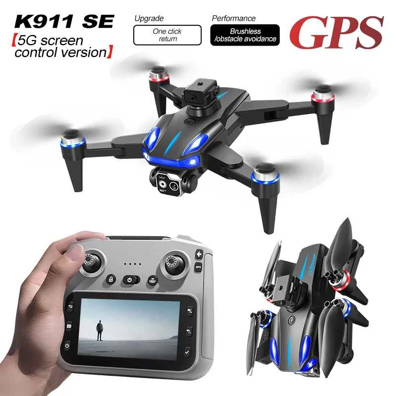 K911 SE الطائرة بدون طيار المهنية 4K ثلاثة عدسة مع شاشة الليزر تجنب العوائق GPS تحديد المواقع فرش FPV WIFI لعبة طائرات بدون طيار #2