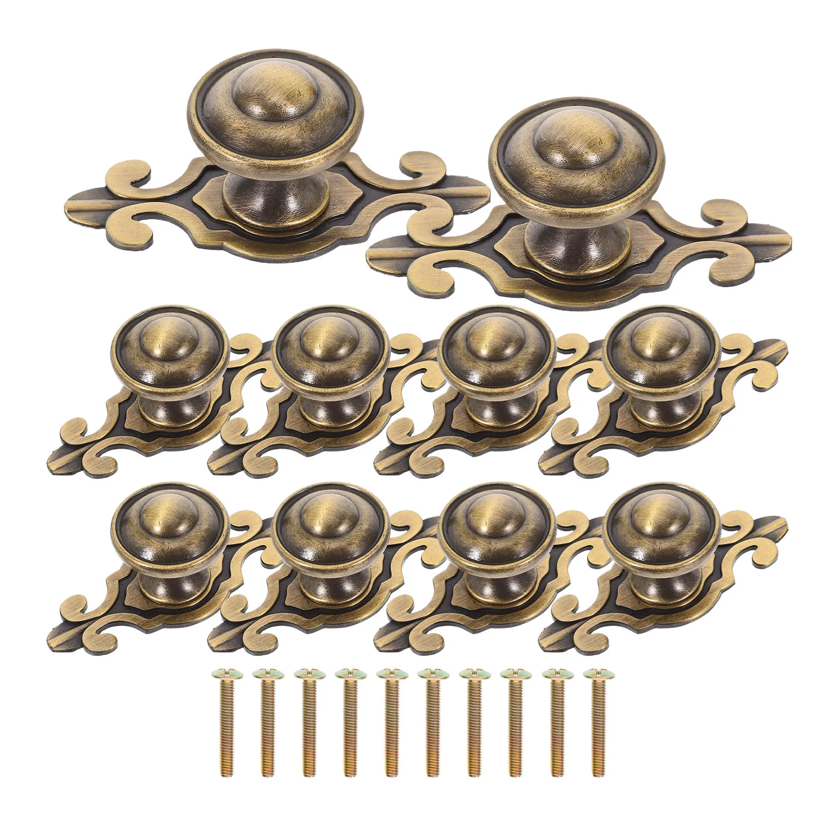 

10 шт. винтажных декоративных ручек для дверей и ящиков из цельной бронзы, сменные ручки-кнопки для шкафов и ящиков