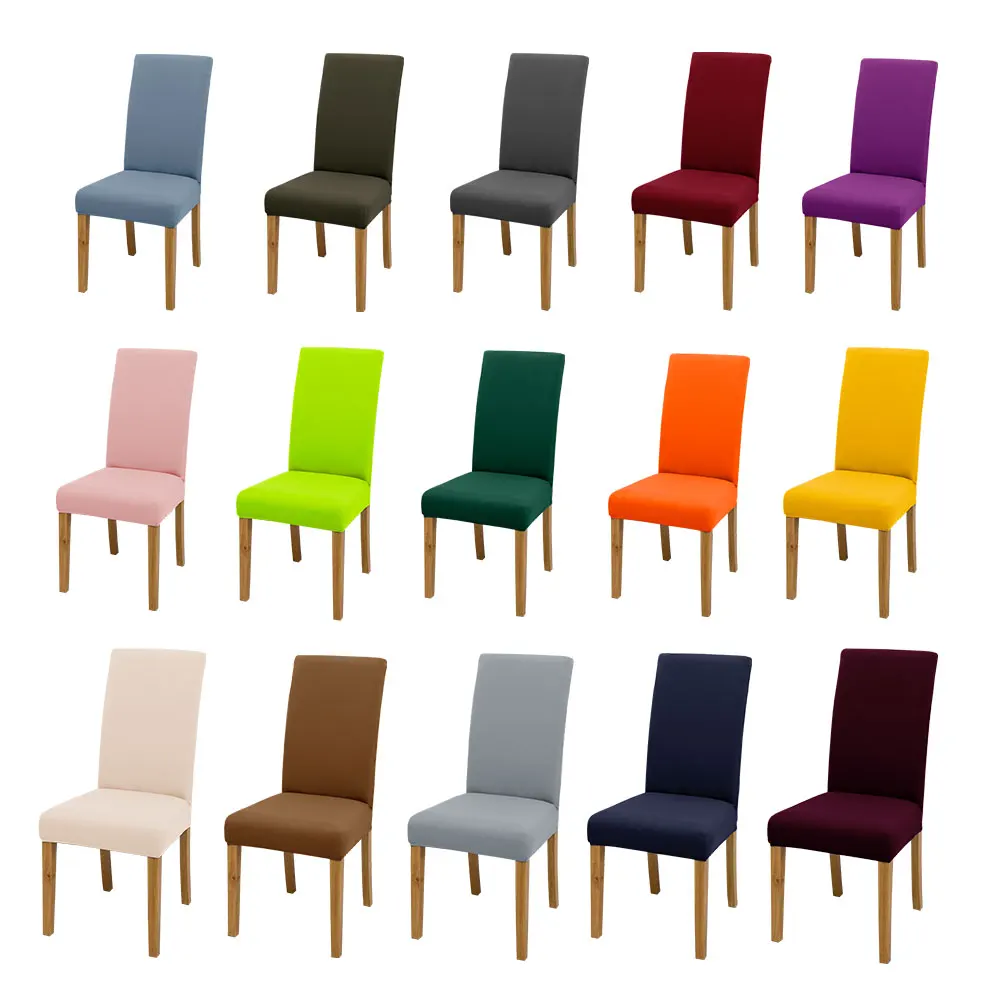 Solid Colors Chair Cover Adjustable dining rooms cover Chair Case Kitchen Seat Banquet  Elastic Flexible Spandex Chair Covers