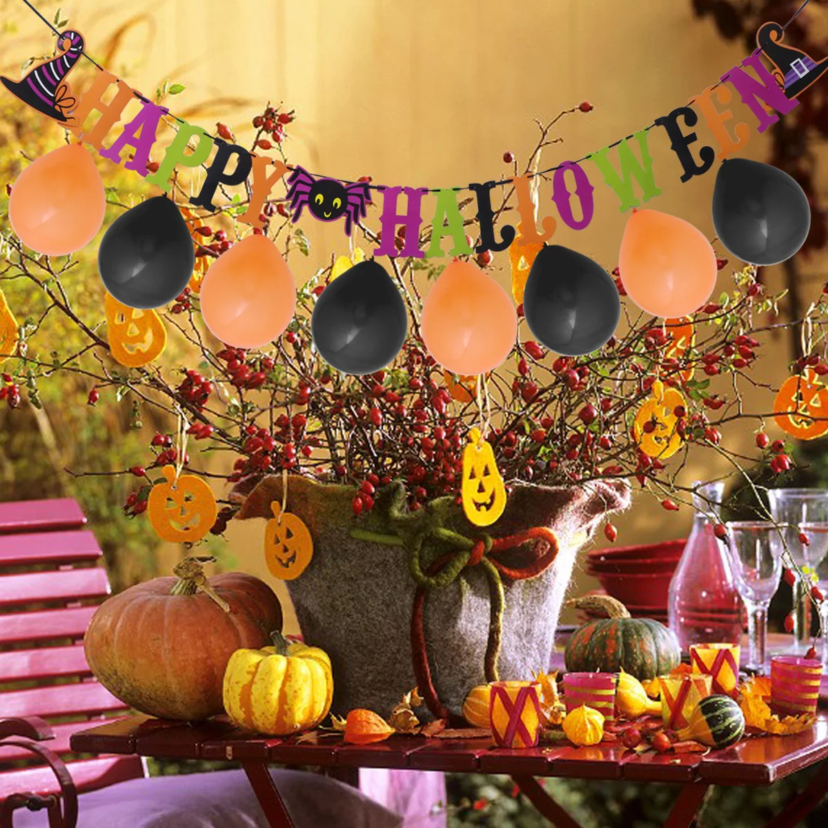 

Halloween Party Ghost Pull Flag Banner Decorations Happy Garland Indoor Outdoor Balloon Accessories Festive Atmosphere Creative
