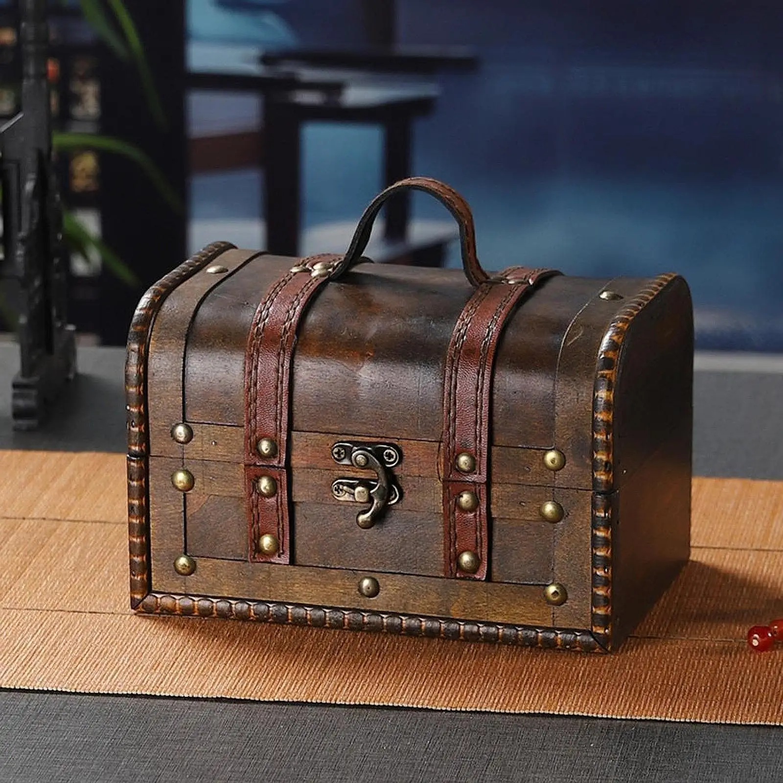 

Wooden Jewelry Box Organizer Party Supplies Treasure Chest Case Trinket Storage for Birthday Mother Day Hair Clips Pendants Gift