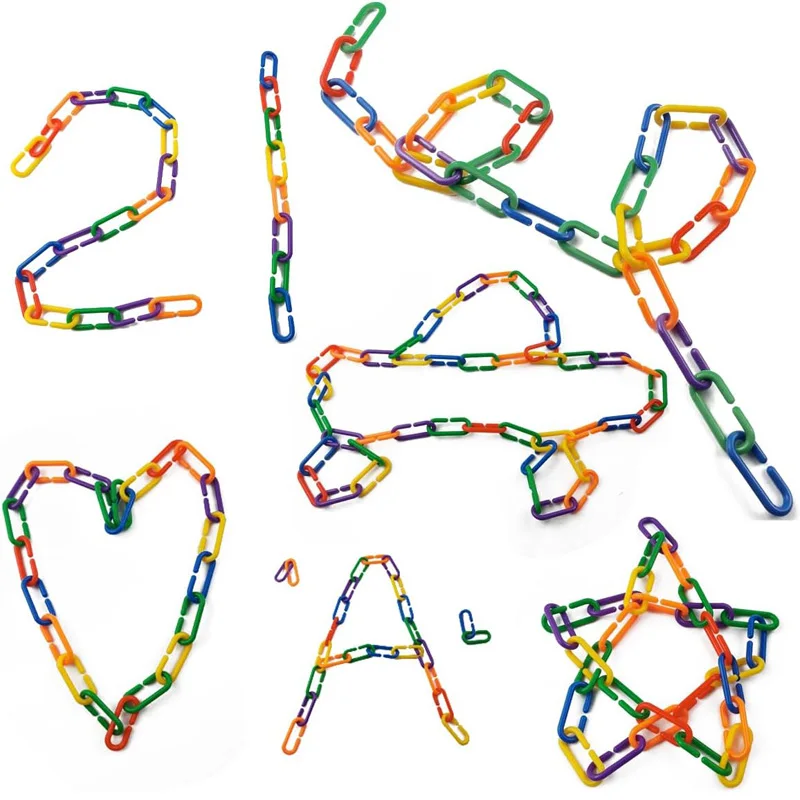 100-200 pezzi fibbie in plastica a forma di C arcobaleno, altalena per uccelli e ganci giocattolo per gabbie a catena da arrampicata, giocattolo per l'apprendimento in aula per bambini fai da te