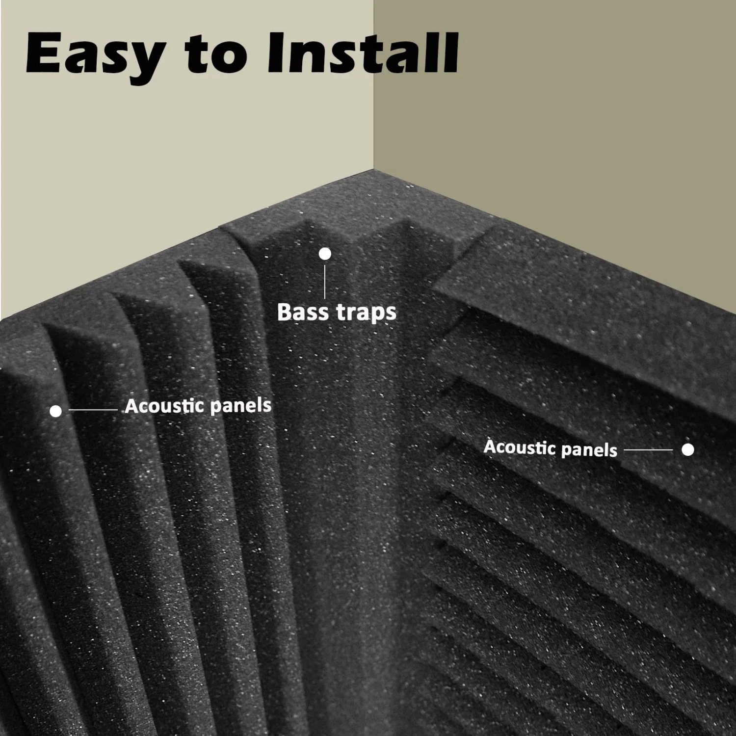 6/12/16/24PCS Corner Bass Trap 3x3x12 Inch Black Acoustic Foam Panels High Density Sound Studio Home Theater Wall Corner Sound