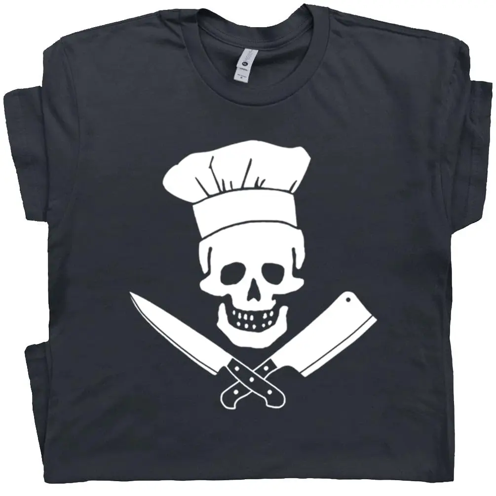 Head Chef T Shirt Skull and Buther Knife Tee Cool Funny Mens Womens Grilling Gift for Teenage Cooking Sous Bbq Tshirt