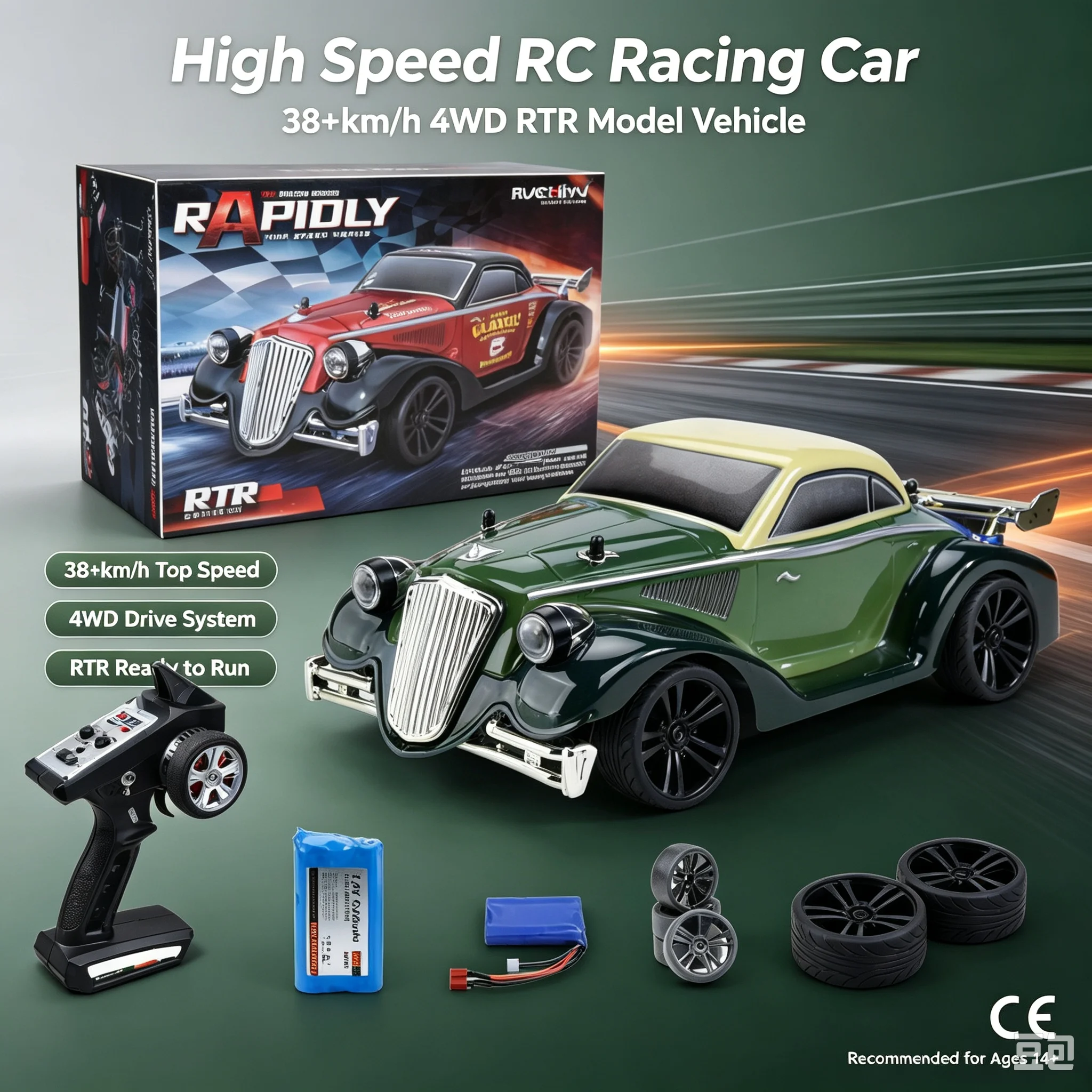 Suchiyu 1/16 16302 Rc Car 2.4g 4wd High Speed 35km/H Brushed Motor Vintage Racing Car Rtr Toy With Led Lights For Adult Model