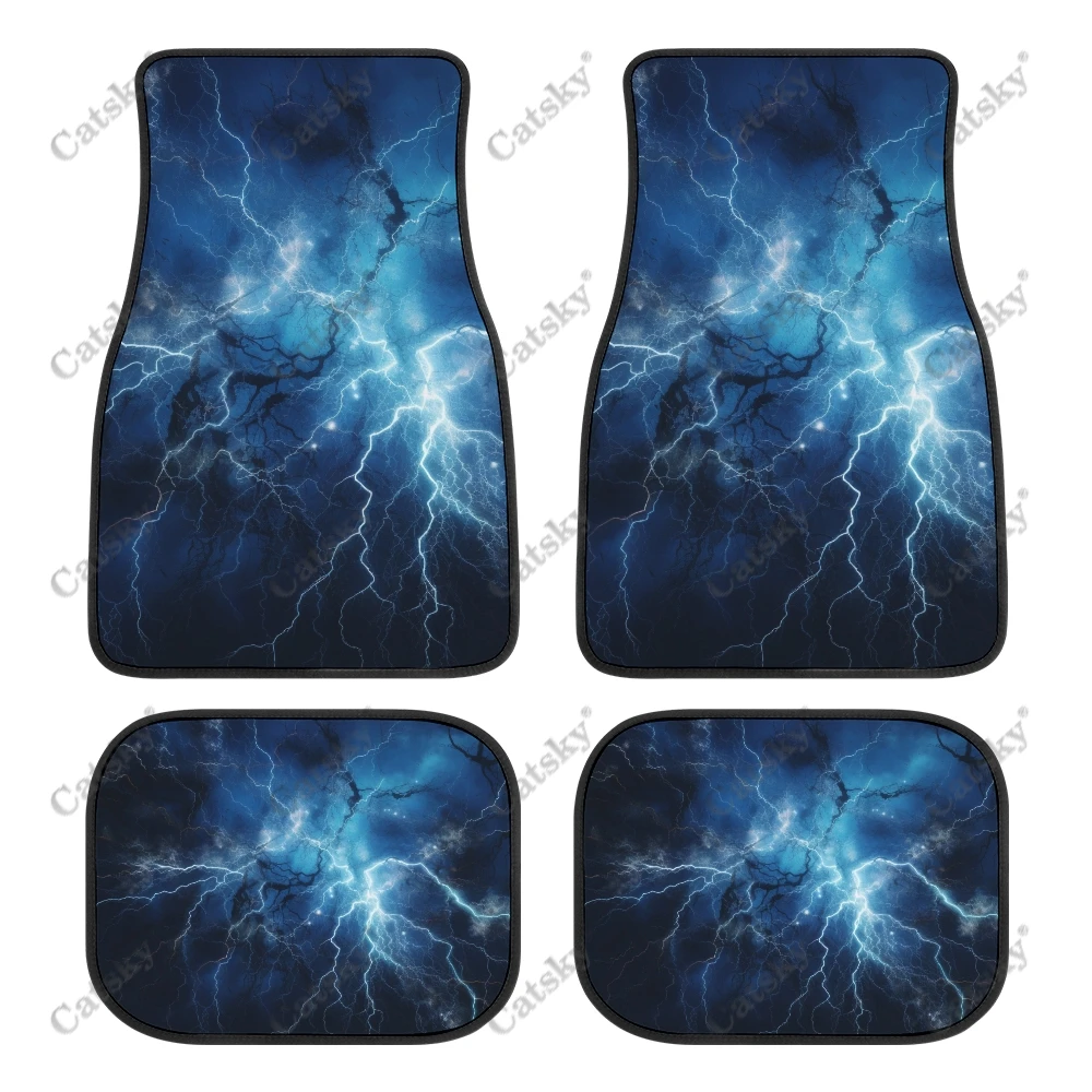 Thunder Storm With Clouds Car Auto Floor Mats Carpet, 4PCS Customized Cars Mat All Weather Automotive Vehicle Pad Stylish