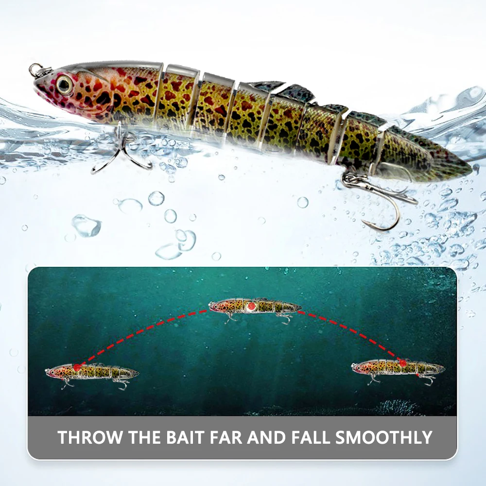 

8 Section Multi Jointed Fishing Lure Lifelike Hard Bait Swimbait Tackle Wobbles with Fishing Hooks for Bass Saltwater