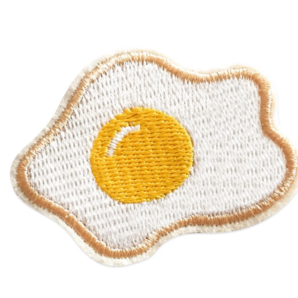 Cute Fried Egg Food Embroidery Patches Iron on Patches for Clothing Jackets Cartoon Apparel Accessories Kid Children DIY