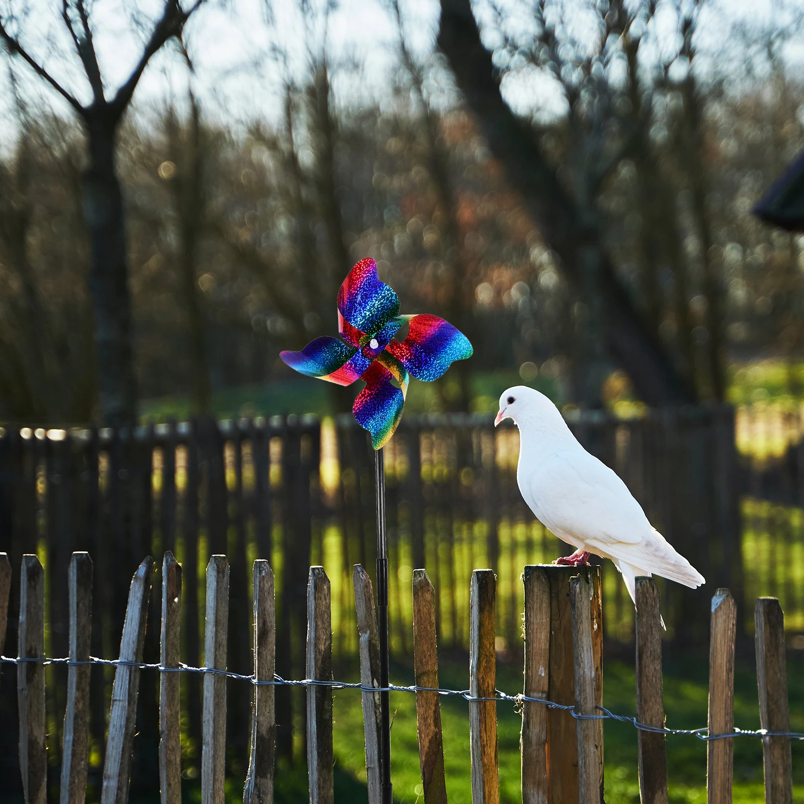 

6Pcs Octagonal Bird Deterrent Wind Outdoor Patio Garden Pinwheels Reflective Yard Decor Windmill Ornament