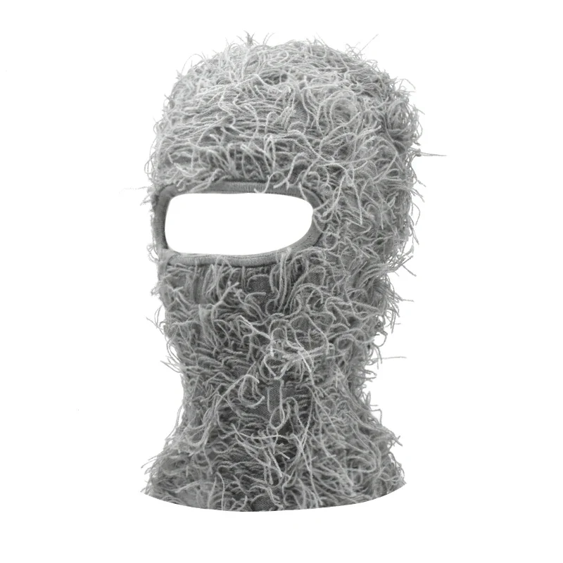 2024 New Hip Hop Balaclava Distressed Knitted Caps Full Face Ski Mask Women Outdoor Camouflage Fuzzy Ski Balaclava Beanies Hat, image 10