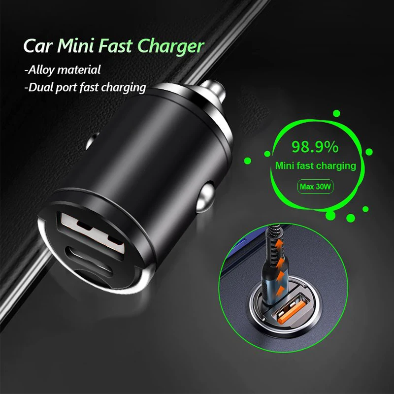 Mini Car Charger Fast Charging USB Type C Charger Accessories