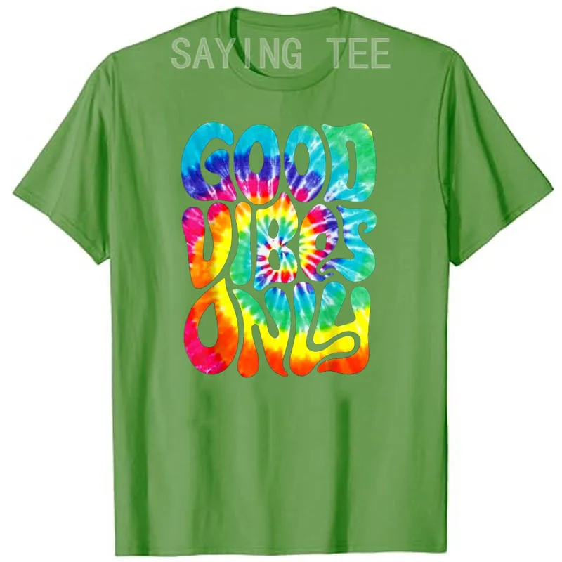 GOOD VIBES ONLY Retro Groovy Halloween Peace Love Hippie 60s 70s 80s Costume T-Shirt Sayings Graphic Tie Dye Tee Fashion Tops