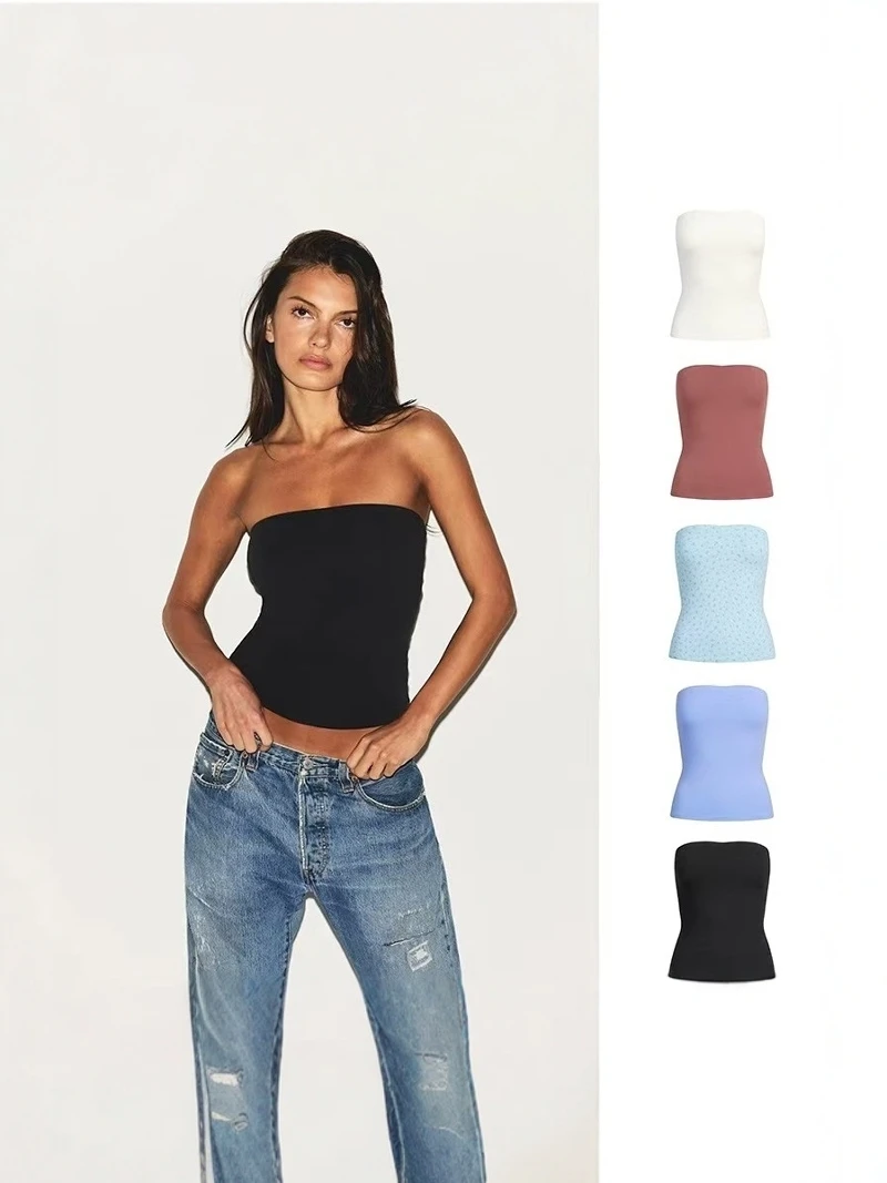 

Kardaian Fabric Summer New High Elastic Lightweight Tummy Control Women's ort a Wrap Chest Inner Wear Cotton Polyester