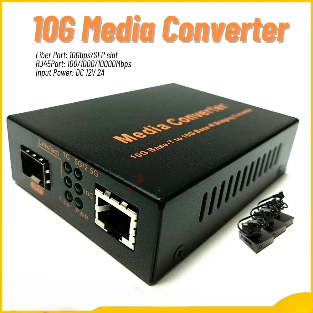 

10 Гбит/с SFP+ оптоволоконный медиаконвертер RJ45 RJ45 в SFP+ 10/100/1000M/2,5G/10G Ethernet 10000M конвертер приемопередатчик