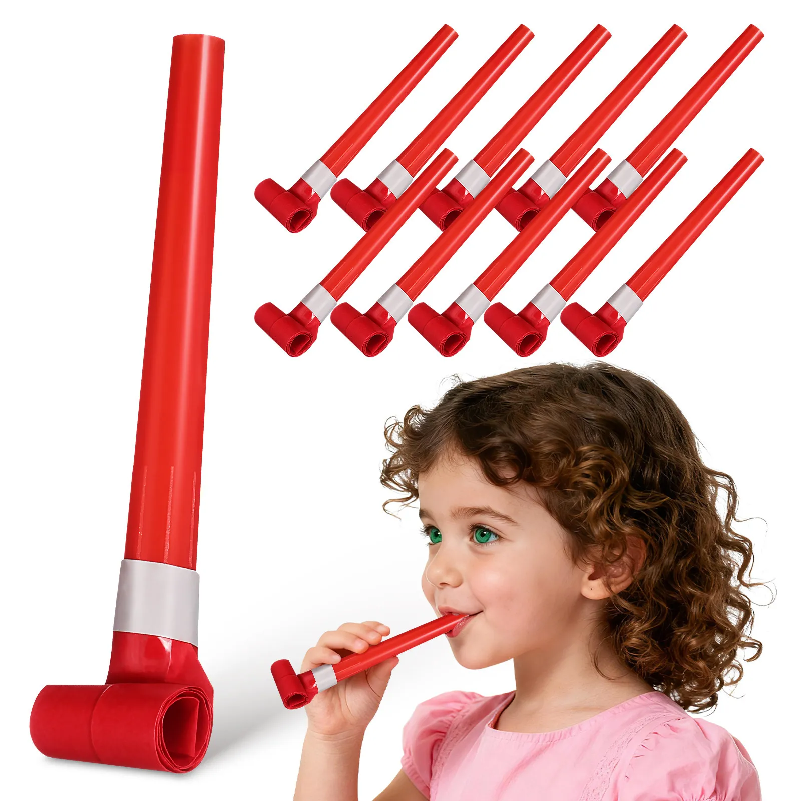 50pcs Party Blowers Noisemakers Whistles Squawkers Fringed Noise Maker Blowouts Noisemakers Funny Blowers Musical Party Horns