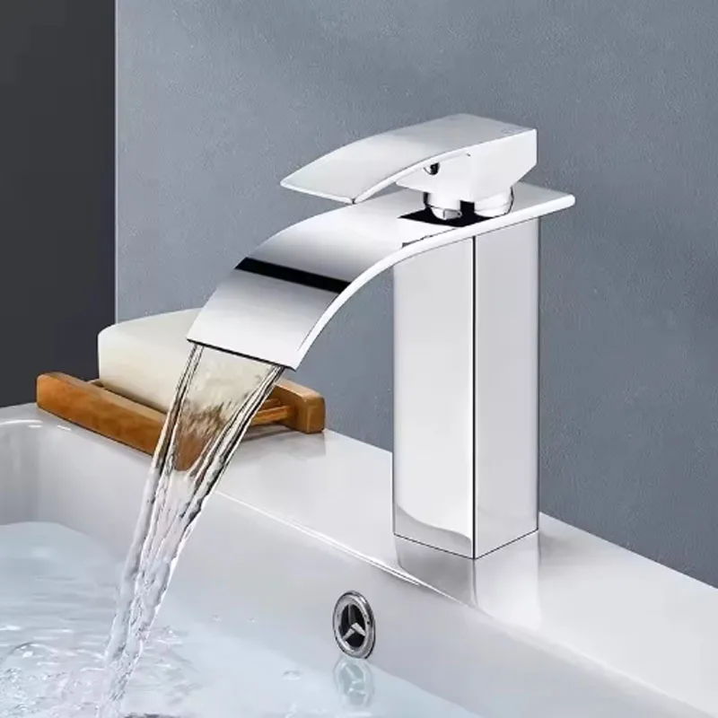 

Bathroom Home Waterfall Wash Basin Stainless Steel High And Low Faucet Hot And Cold Toilet Wash Basin Faucet