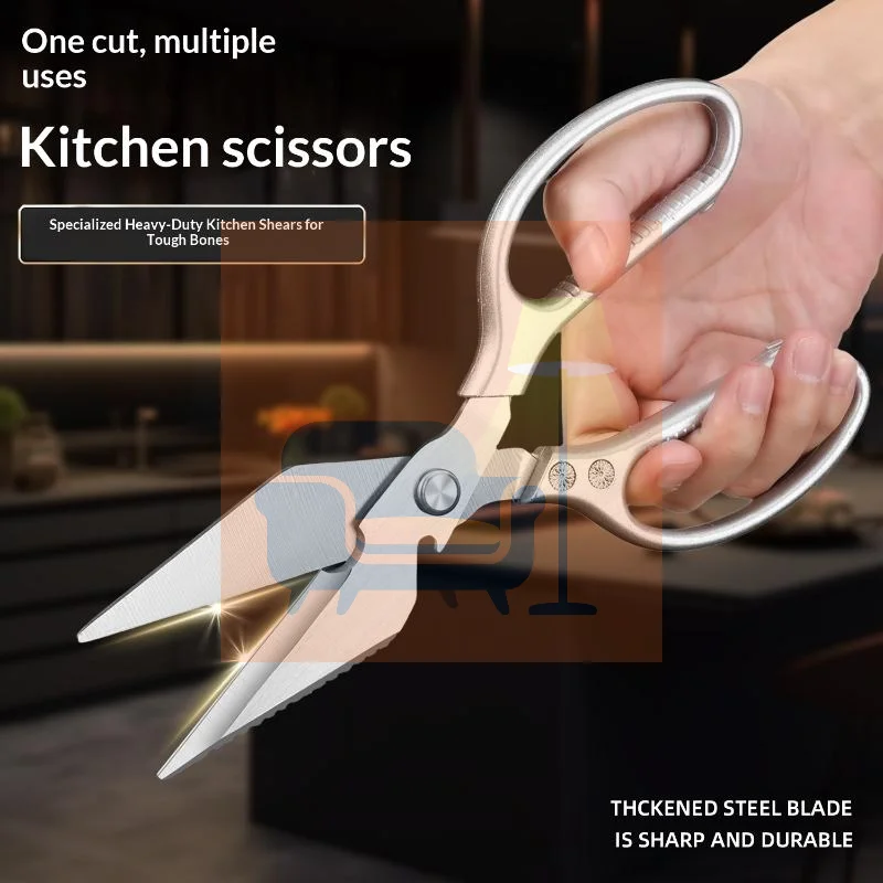 1Pcs Heavy Duty Kitchen Scissors With  Thickened Steel Blades And Nonslip Handle For Home Cooking Food Prep