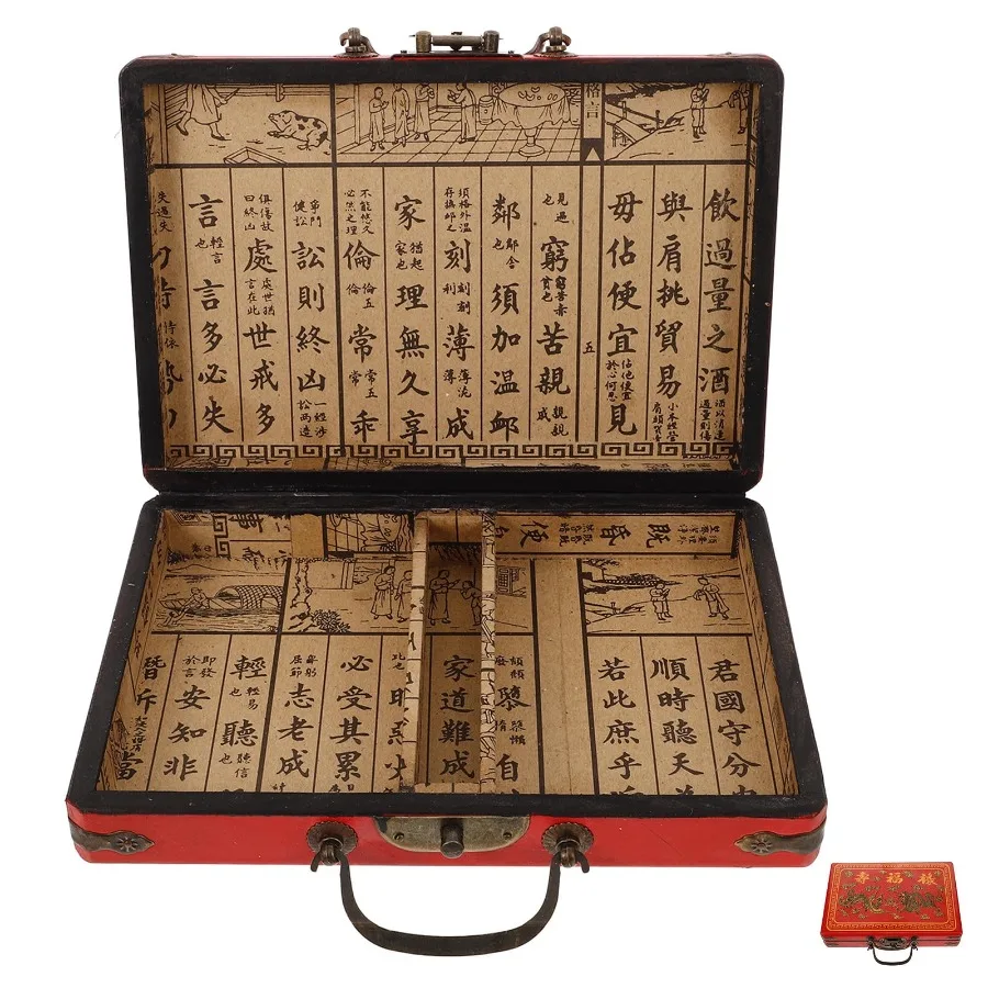 

Red Sturdy Mahjong Box for Storage Use with Handle and Multiuse Function Density Board 7.9x5.9 Inches