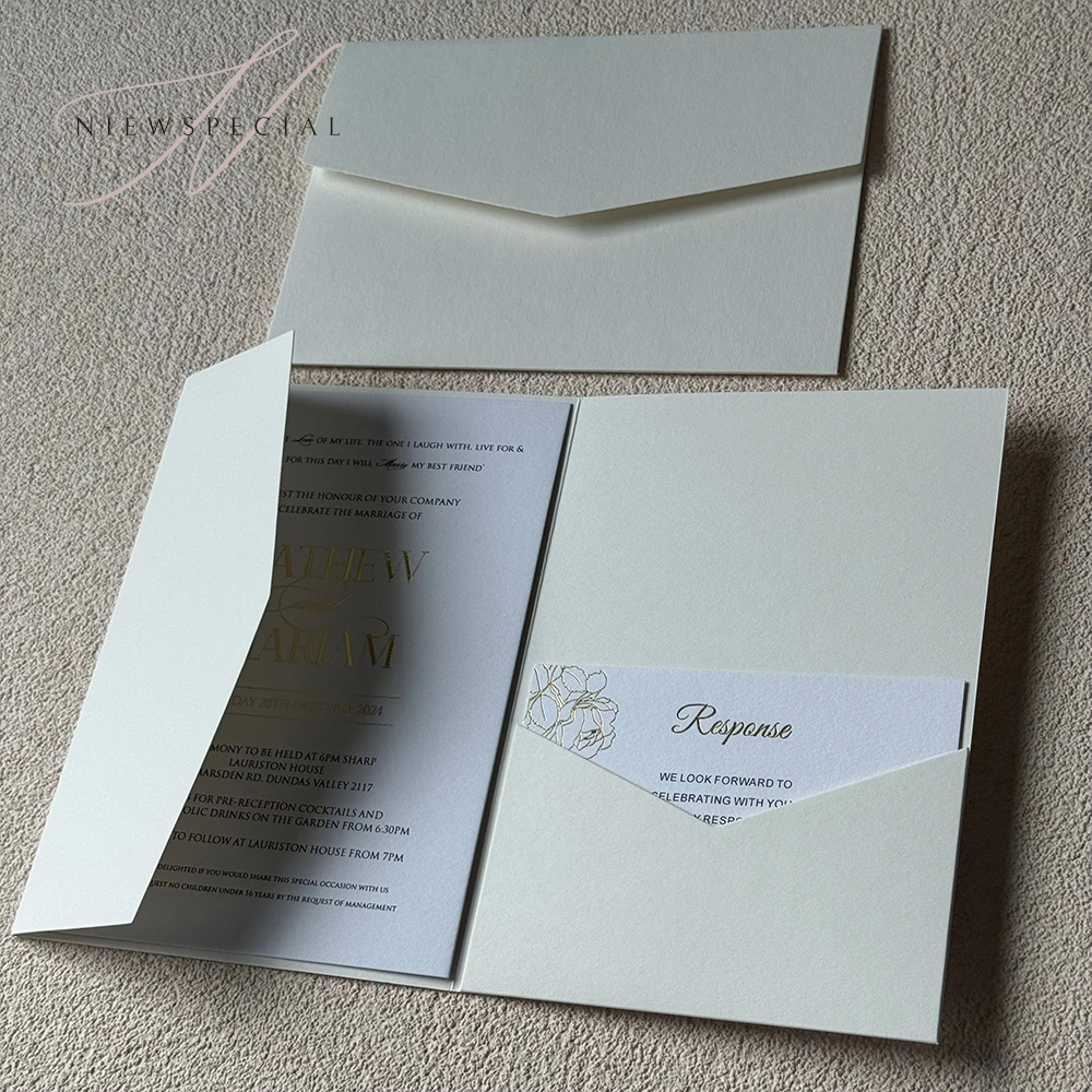 20pcs Off White Tri-Fold Invitation Pocket Sleeves  Card Holders  Blank  Set for Wedding Invitations - AliExpress 15