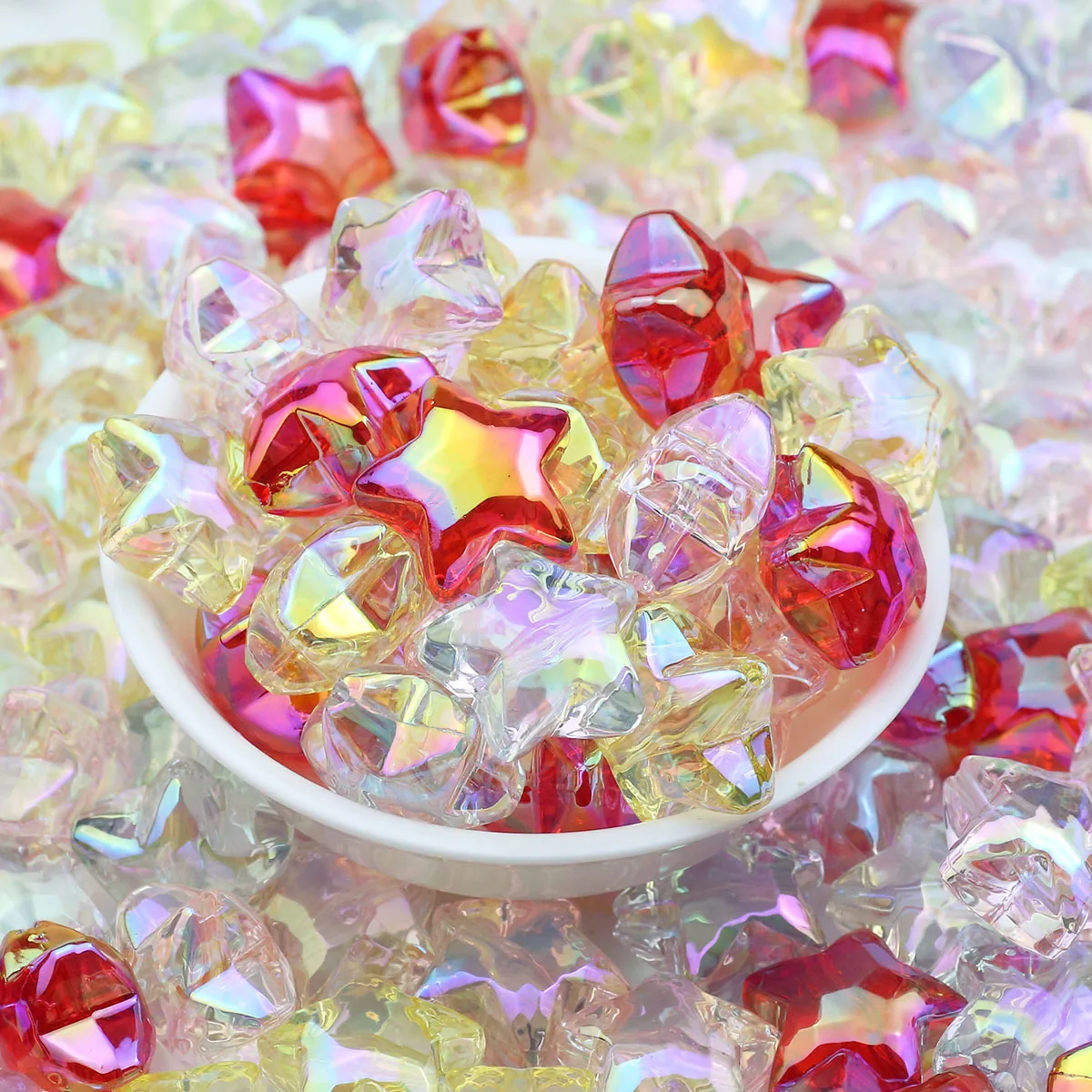 UV-transparente bunte Sternperle, glänzendes Pentagramm, Acryl, lose Distanzperlen, 10–40 Stück, 19 mm, für Halskette, Armband, Schmuckherstellung