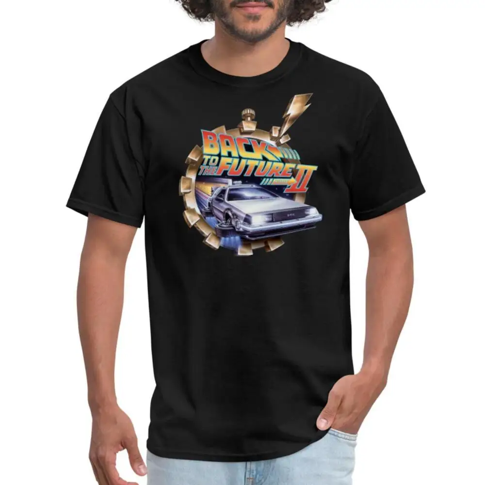 Back To The Future 2 Logo Delorean Time Machine Men's T-Shirt For Men Clothing Women Tees Y2K Tops Unisex Summer Short Sleeve