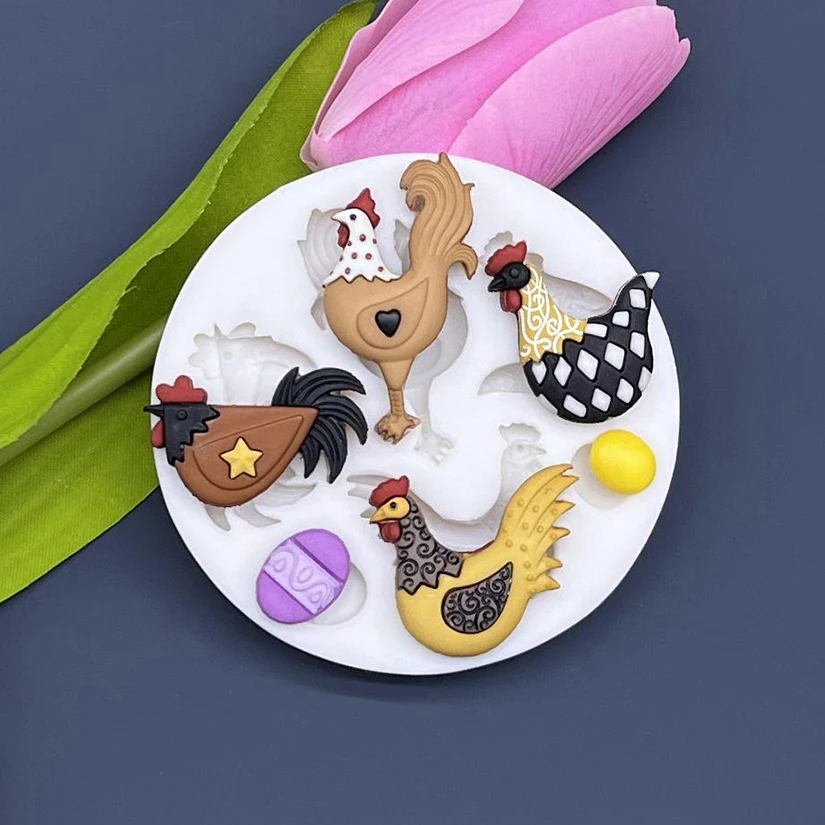 Kurczak Kogut Jajka Wielkanocne Forma Silikonowa Sugarcraft Czekoladowa Forma do Pieczenia Babeczek Fondant Narzędzia do Dekoracji Ciast