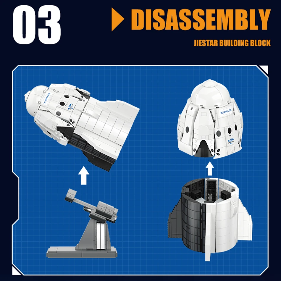 852 قطعة MOC SpaceX Dragon 2 نموذج المركبة الفضائية اللبنات الكون البضائع سفينة الفضاء الجمعية الطوب ألعاب تعليمية الاطفال هدية