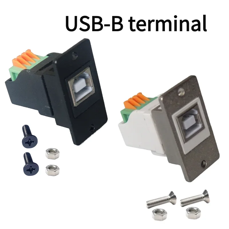 

D-type USB-B printer equipment with wiring terminal, screw fixed metal panel