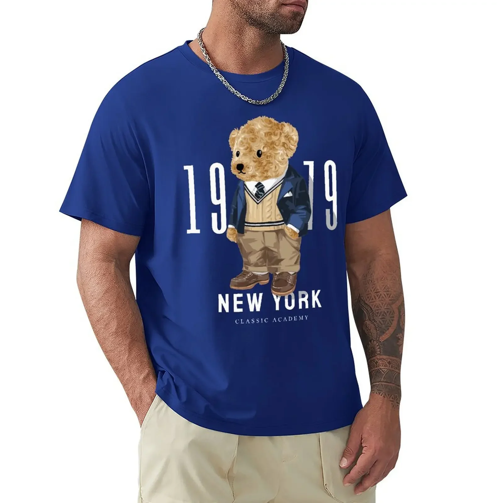 New York 1979 Cute Teddy Bear T Shirt Harajuku Short Sleeve T-shirt 100% Cotton Graphics Tshirt Tops