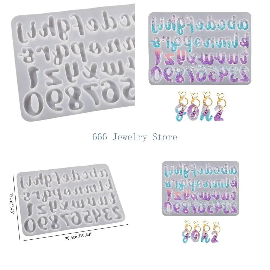 

F2TD Resin Letter Molds Silicone Number Alphabets Mold DIY Epoxy Resin Casting Mould Keychain Pendant Ornament Jewelry Making