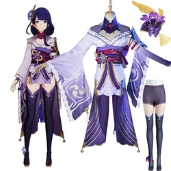 Game Genshin Impact Raiden Shogun Cosplay Costume Baal Wig Beelzebul Cosplay Costume Sexy Women Kimono Dress Uniform Party Suit