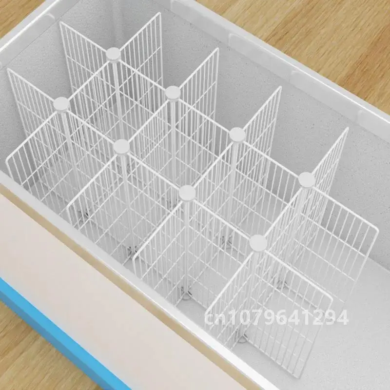 Open frame H47cm Assemble Freezer partition steel grill net storage rack organizer in island freezer horizontal refrigerator