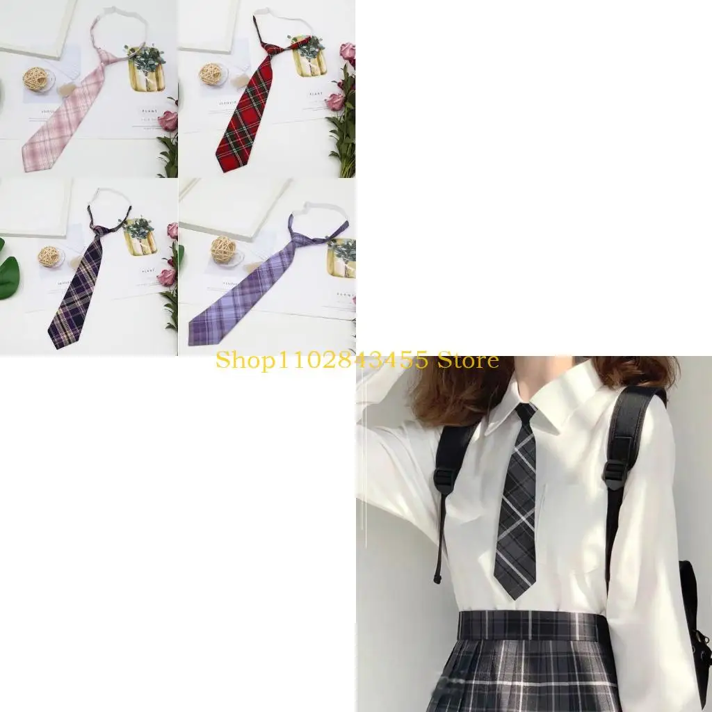 49MC Women Plaid JK Neck Tie Japanese Style Necktie Cute Plaid Uniform School Neckties Graduation Wedding Cosplay Accessories