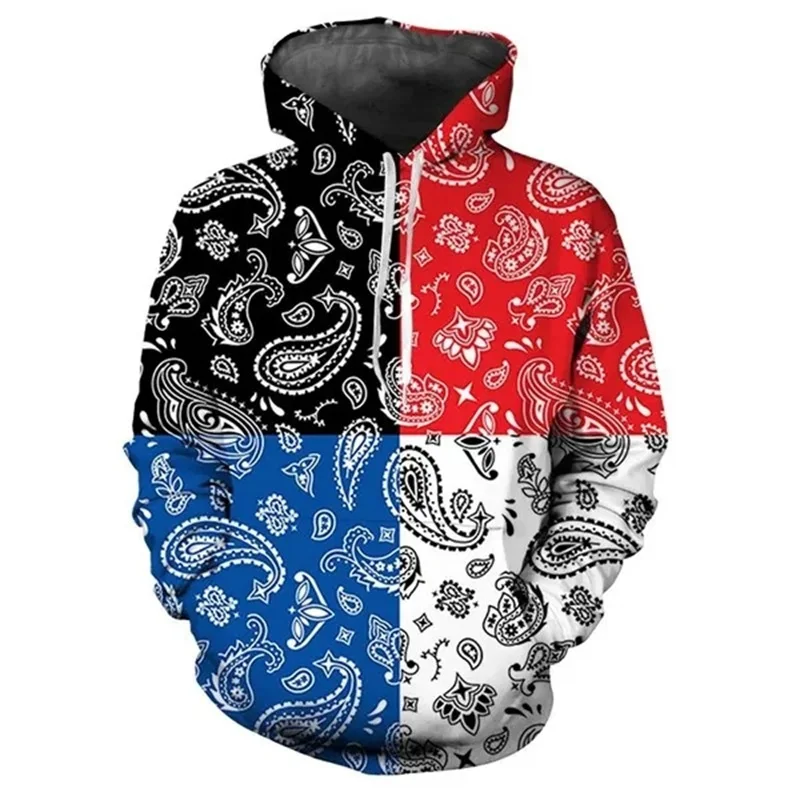 Fashion New Bandana Pattern Men Women 3D Printing Harajuku Hoodies Sweatshirts Vintage High Quality Graphic Hooded Apparel