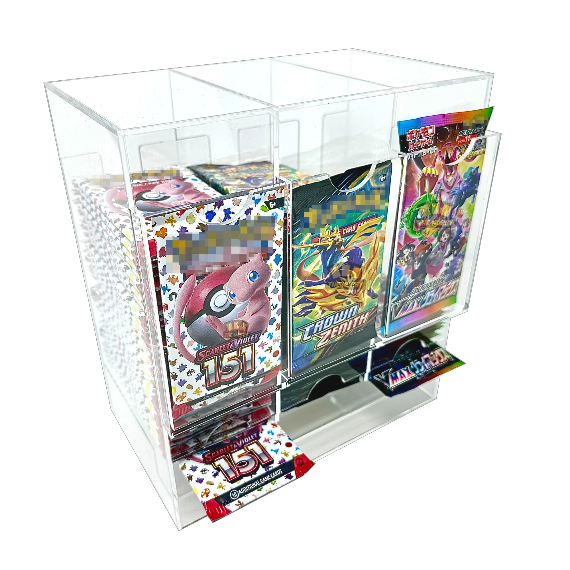 [TCG-K]New Acrylic 3 Slot Booster Pack Stacked Dispenser Display Case for Pokemon One Piece Yugiho Disney lorcana TCGs MTG