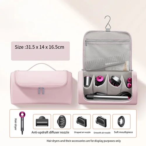 Imagen 2 del producto Bolsa de almacenamiento para secador de pelo de gran capacidad, bolsa de almacenamiento de herramientas para rizador de pelo antideslizante, bolsas de PU resistentes al agua y al desgaste